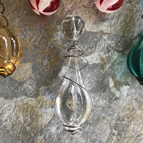 Set of 7 Glass Ornaments, Variety of Colors - Picture 4 of 7